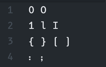 Common coding tokens using B612 Mono