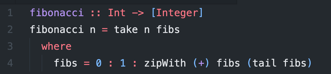 Fibonacci code using Menlo